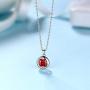 Besilver Christmas Birthstone Jewelry Gift Women Girl 925 Sterling Silver Birthstone Solitaire Necklace Earrings Set Elegant Birthday Jewelry Gift