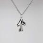 Magic Mushroom Peace Sign Black Enamel Accents Silver Finish Pendant Necklace