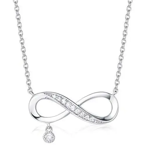 Agvana Infinity Necklace Gold Plated Sterling Silver CZ Infinity Dainty Pendant Birthday Anniversary Jewelry Christmas Gifts for Women Teen Girls Mom Grandma Wife Lover Her Yourself, 16+2 Inches