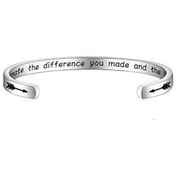 BAUNA Thank You Gift Gratitude Cuff Bracelet Never Underestimate The Difference You Made Appreciation Jewelry for Social Worker Volunteer Nurse Teacher Coach Mentor