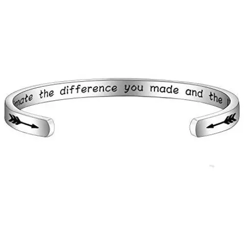 BAUNA Thank You Gift Gratitude Cuff Bracelet Never Underestimate The Difference You Made Appreciation Jewelry for Social Worker Volunteer Nurse Teacher Coach Mentor BAUNA Thank You Gift Gratitude Cuff Bracelet Never Underestimate The Difference You Made Appreciation Jewelry for Social Worker Volunteer Nurse Teacher Coach Mentor