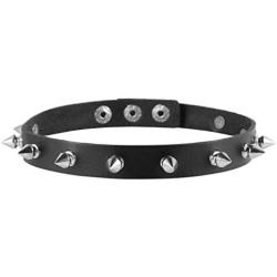 HZMAN Fashion Women Men Cool Punk Goth Metal Spike Studded Link Leather Collar Choker Necklace