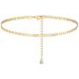 WEARON Paperclip Choker Short Necklace for Women Personalized Layered Necklaces 14k Gold Dainty Adjustable Simple Choker Necklaces Small Sequins Flat Necklaces