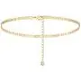WEARON Paperclip Choker Short Necklace for Women Personalized Layered Necklaces 14k Gold Dainty Adjustable Simple Choker Necklaces Small Sequins Flat Necklaces