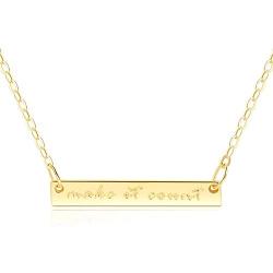 Bar Necklace [Horizontal “Believe It Bar” Inspirational Jewelry] Sterling Silver Plated 18” - Engraved with Make it Count