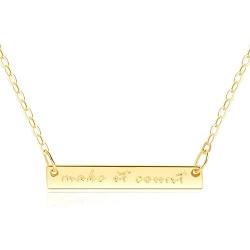 Bar Necklace [Horizontal “Believe It Bar” Inspirational Jewelry] Sterling Silver Plated 18” - Engraved with Make it Count