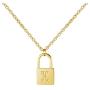 MEMGIFT 18K Real Gold Dainty Initial Lock Necklace Cute Simple Minimalist Personalized Jewelry Letter Engraved for Girlfriend Wife Mom Daughter Best Friend Sister Fiancee