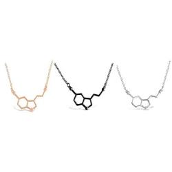 3pcs Happiness Serotonin Molecule Necklace Science Jewelry Ideal Necklaces for Teacher, Professor, Chemistry Grad, and Science Lovers