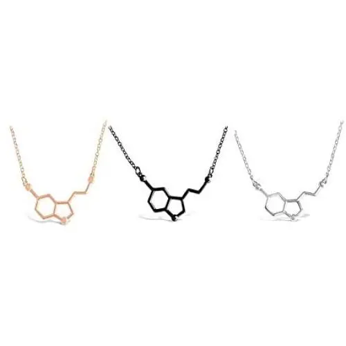 3pcs Happiness Serotonin Molecule Necklace Science Jewelry Ideal Necklaces for Teacher, Professor, Chemistry Grad, and Science Lovers 3pcs Happiness Serotonin Molecule Necklace Science Jewelry Ideal Necklaces for Teacher, Professor, Chemistry Grad, and Science Lovers