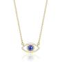 KISSPAT Dainty Eye Necklace for Girls 14K Gold Plated Natural Gemstone Bar Pendant