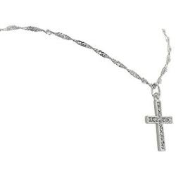 Montana Silversmiths Womens Rhinestone Cross Pendant Necklace - Nc746