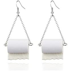 Handmade Toilet Paper Hook Earrings Funny Acrylic Toilet Paper Drop Earrings Jewelry for Women Teen Lightweight Toilet Paper Jewelry
