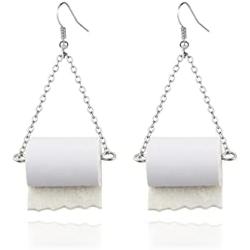 Handmade Toilet Paper Hook Earrings Funny Acrylic Toilet Paper Drop Earrings Jewelry for Women Teen Lightweight Toilet Paper Jewelry