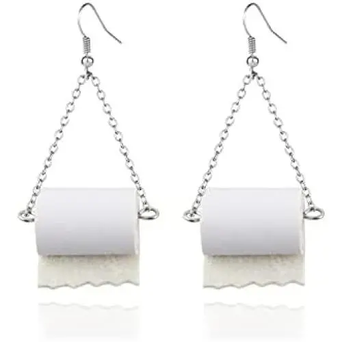 Handmade Toilet Paper Hook Earrings Funny Acrylic Toilet Paper Drop Earrings Jewelry for Women Teen Lightweight Toilet Paper Jewelry