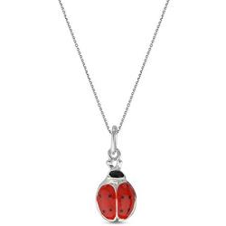 LeCalla Sterling Silver Jewelry Red Enamel Ladybug Charm Necklace Pendant Bracelet for Kids