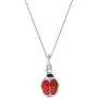 LeCalla Sterling Silver Jewelry Red Enamel Ladybug Charm Necklace Pendant Bracelet for Kids