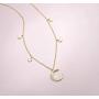 Agvana Gold Plated Sterling Silver Moon and Star Necklace for Women Cubic Zirconia CZ Dainty Necklace Fashion Jewelry Birthday Christmas Gifts for Her Teens Girls with Gift Box, 14.6+3 Inch Extender