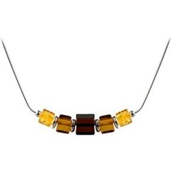 Sterling Silver Multicolor Amber Cube Necklace 18 Inches