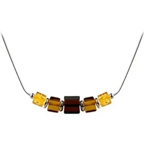 Sterling Silver Multicolor Amber Cube Necklace 18 Inches Sterling Silver Multicolor Amber Cube Necklace 18 Inches
