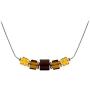 Sterling Silver Multicolor Amber Cube Necklace 18 Inches