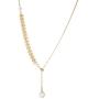 AMYJANE Leaf Pearl Circle Choker Necklace CZ Station Y Necklace 18k Gold/Rose Gold Plated Stainless Steel Lariat Style Necklace Pendant Chain Y Necklace for Women Girls Costume Jewelry