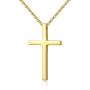 REVEMCN Gold Silver Black Cross Necklace, Simple Stainless Steel Cross Pendant Necklace for Men Women Kids 18-24 Inches Chain