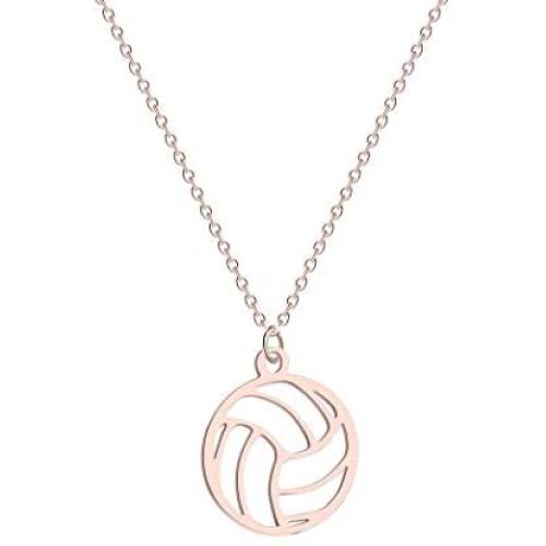 NOUMANDA Fashion Geometric Elements Volleyball Necklace Cut Metal Hollow Ball Pendant Sports Jewelry Gifts
