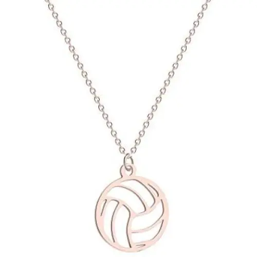 NOUMANDA Fashion Geometric Elements Volleyball Necklace Cut Metal Hollow Ball Pendant Sports Jewelry Gifts