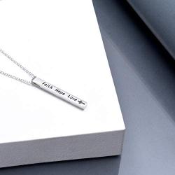 WINNICACA Heartbeat Faith Hope Love Sterling Silver Created Opal Vertical Bar Necklaces October Birthstones Jewelry Birthday Mothers Day Gifts for Her Women Teen Nurse Birthday