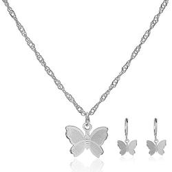 MJartoria Butterfly Choker Necklace Earrings Set for Women Girls Gift Her Jewelry Butterfly Choker Chain Necklace