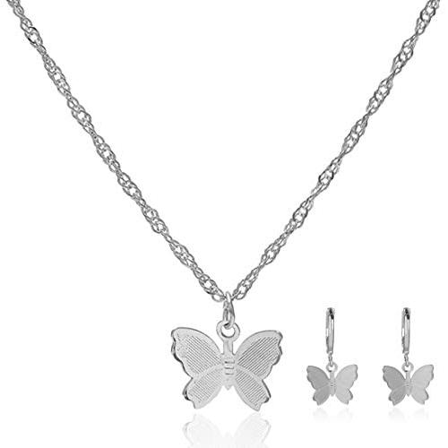 MJartoria Butterfly Choker Necklace Earrings Set for Women Girls Gift Her Jewelry Butterfly Choker Chain Necklace