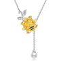 925 Sterling Silver Sunflower Necklace Bee Pendant Necklace for women Girls Dainty Jewelry Gifts