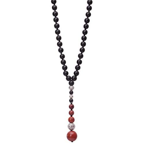 Long Agate Pendant Necklace Handmade Gemstone Beaded Necklace Fashion Y-shaped Jewelry for Women Girls