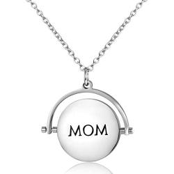 ELOI Necklace for Mom Double Sided Love You Mom Pendant Spinning Necklace Keepsake