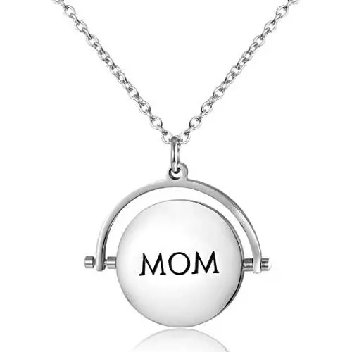ELOI Necklace for Mom Double Sided Love You Mom Pendant Spinning Necklace Keepsake
