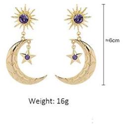 Sun Star Moon Drop Dangle Earrings for Women Girl Sun Moon Crescent Rhinestone Stud Earrings Bohemian Jewelry