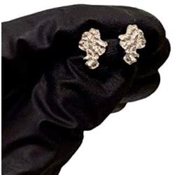 Mens Ladies 14K White Gold Over Silver Lab Diamond Nugget Earrings Screw Back Studs Iced Out aretes para hombre - Mens Earrings, Screw Back, Mens Jewelry, Hip hop Earring