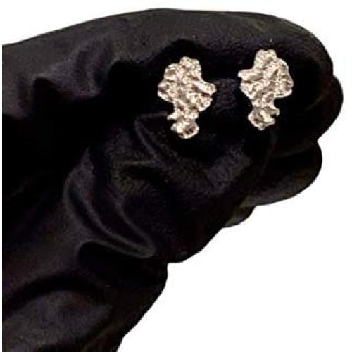 Mens Ladies 14K White Gold Over Silver Lab Diamond Nugget Earrings Screw Back Studs Iced Out aretes para hombre - Mens Earrings, Screw Back, Mens Jewelry, Hip hop Earring
