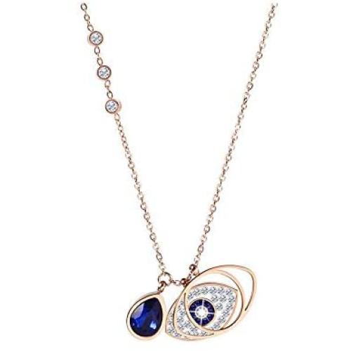 18k gold Stainless Steel Evil Eye Pendant Necklace Zircon Crystal Fashion Clavicle Lucky Necklace