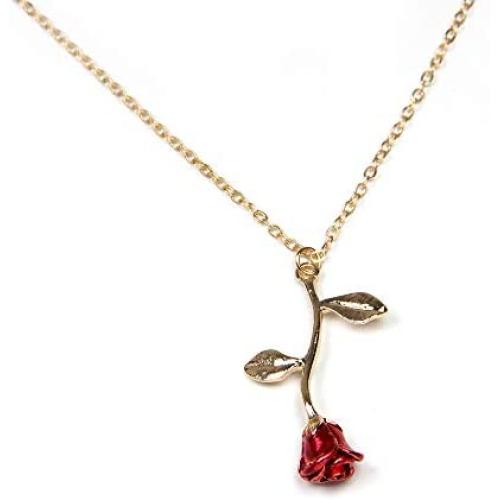 18k Gold and Silver necklaces women personalized long necklaces for women gold necklace rose pendant flower jewelry for girl teen women wife girlfriend friends gift original by Arget