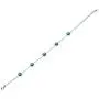 EDFORCE Stainless Steel Blue Silver-Tone Evil Eye Link Chain Adjustable Bracelet