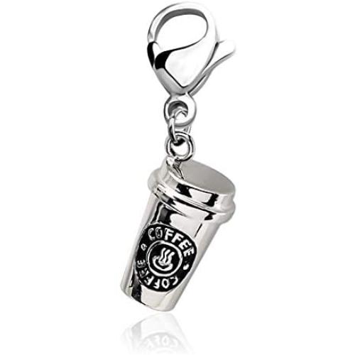 Gzrlyf Coffee Cup Charms Clip on Charms DIY Charms for Jewelry Making Gifts for Coffee Lovers