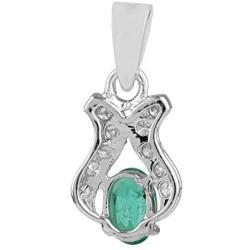 Spectrum Jewels Genuine Emerald Gemstone Solid 14K White Gold Charm Pendant Handmade Jewelry