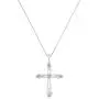 .925 Sterling Silver Round Cut Diamond Accent Cross Pendant Necklace (1/15 cttw, I-J Color, I3 Clarity)
