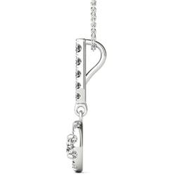 Vaarya 14K White Gold Diamond Halo Stick Pendant Necklace (1/2 Ct tw, AGS Certified GH+/SI2-I1+)