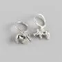 Cute Rhino Dangle Hoop Earrings for Women Girls Sterling Silver with Charms Animal Rhinoceros Drop Cartilage Cuff Stud Lovely Jewelry Fashion Dainty Birthday Christmas Gifts for Daughter