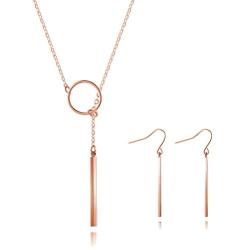 Y Necklace Earrings Set for Women Y Chain Pendant Vertical Bar Dangle Earrings Adjustable Long Bar Pendant Necklace Minimalism Drop Bar Jewelry