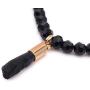 LESLIE BOULES Genuine Azabache Crystal Beads Bracelet Adjustable Sliding Chain Lucky & Protection Jewelry