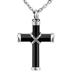 HooAMI Cremation Jewelry for Ashes Cross Urn Necklace Pendant Memorial Ash Jewelry