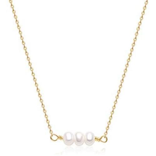 Befettly Mini Pearls Choker Necklace Bar Star Shell Turquoise Necklace Pendant Delicate Handmade 14k Gold Fill Choker